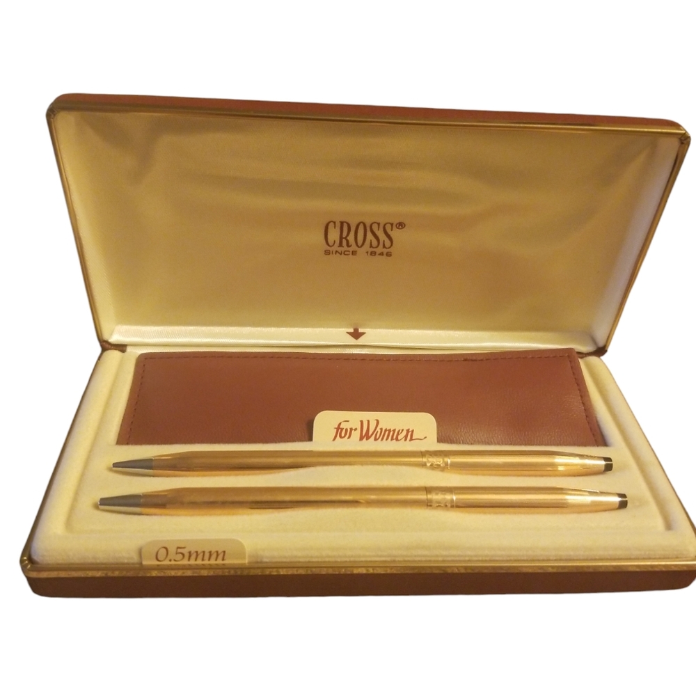CROSS Womens 14K Gold Filled "Roses" Pen/Pencil set